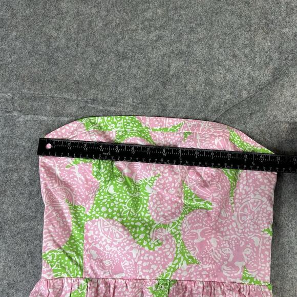 Lilly Pulitzer Shandy Peplum Top Womens 6 Strapless Cheat Ya Beachy Tropical - Picture 5 of 8